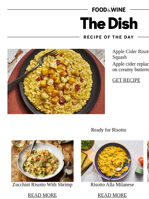foodandwine newsletter: Apple Cider Risotto