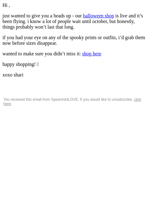 spearmintlove newsletter: Boo! Your Halloween shopping awaits 👻