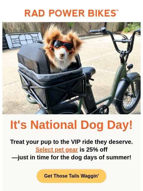 radpowerbikes newsletter: Happy National 🐶 Dog Day!
