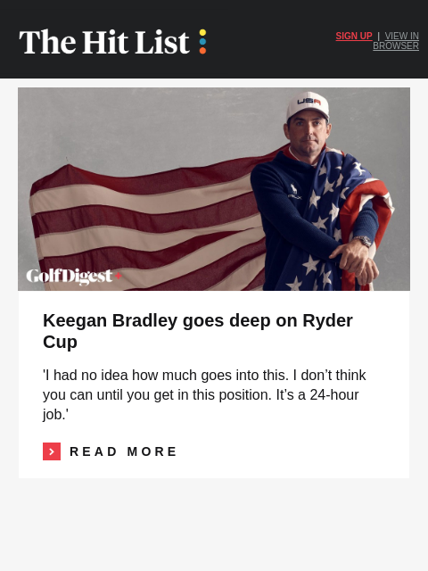 golfdigest newsletter: Keegan's 3 'under pressure' golf tips