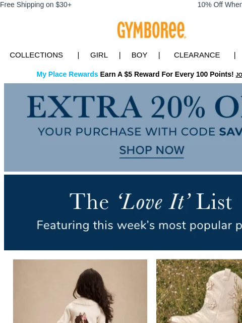 gymboree newsletter: Picked for You: top 5 most-shopped styles of the w...