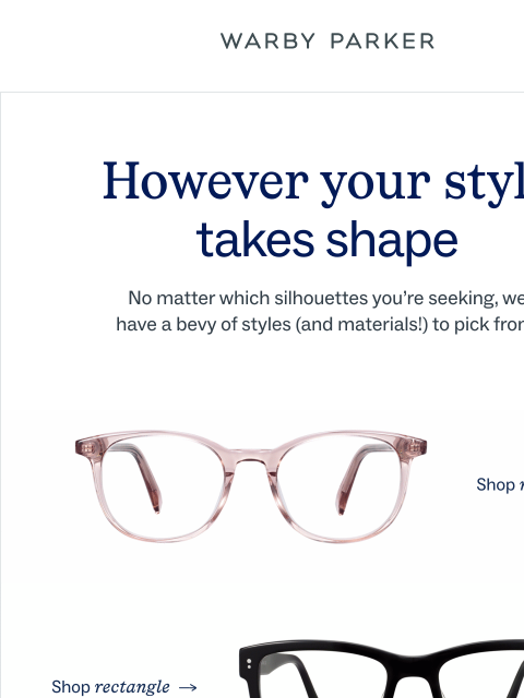 warbyparker newsletter: Which silhouette suits you?