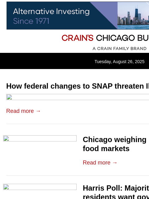 crainalerts newsletter: A looming SNAP cliff for pantries and farmers