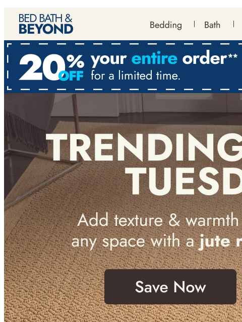 bedbathandbeyond newsletter: See why jute rugs are trending (+ shop our faves!)...