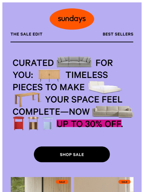 sundays-company newsletter: Up to 30% off these faves