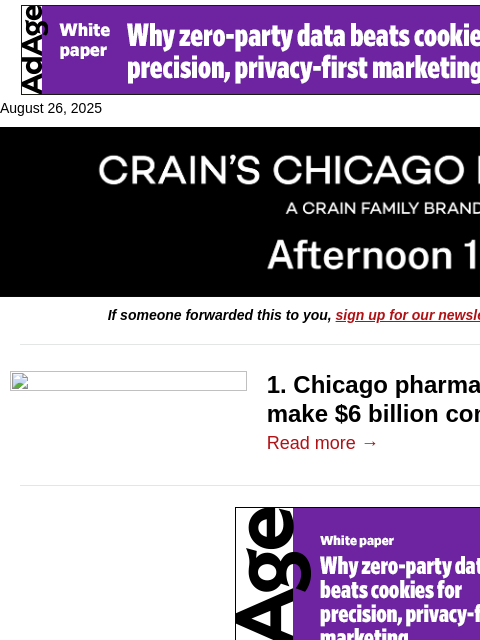 crainalerts newsletter: New $6B health care firm emerges in Chicago