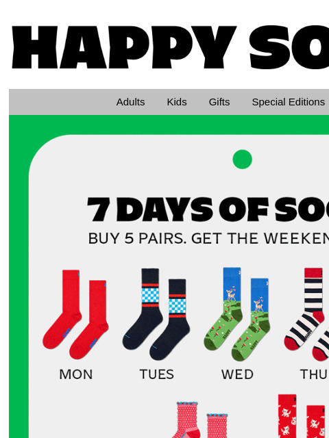 happysocks newsletter: Special Offer—7 for 5!