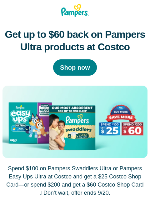 pampers newsletter: Unlock a $60 Costco Shop Card 🎉