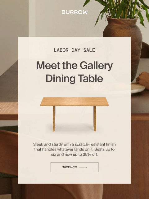 burrow newsletter: Up to 35% off the dining room
