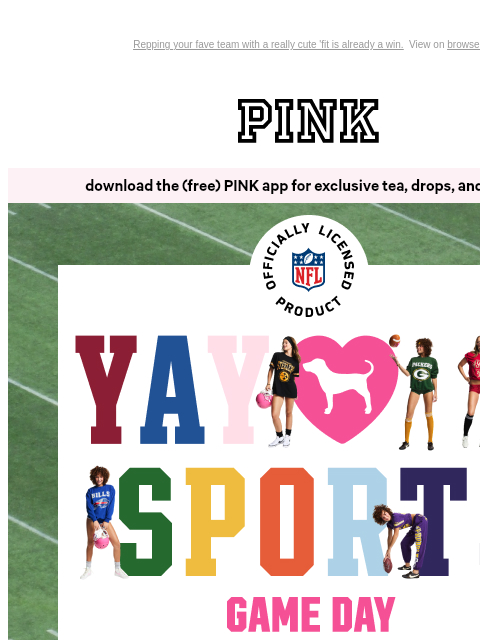 vspink newsletter: New NFL Collection 💅 Yay Sports!