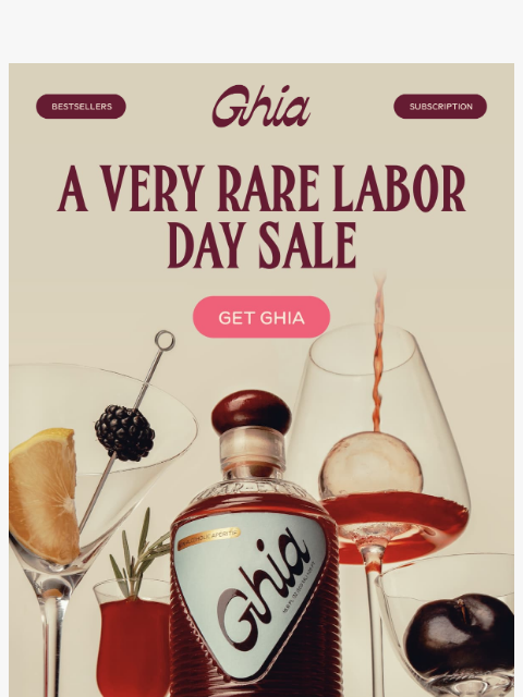 drinkghia newsletter: A VERY RARE LABOR DAY SALE