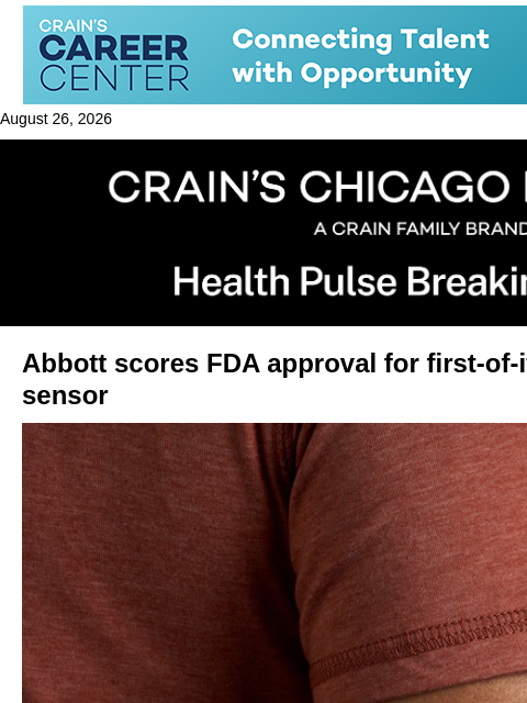 crainalerts newsletter: Abbott's dual glucose sensor gets key U.S. approva...