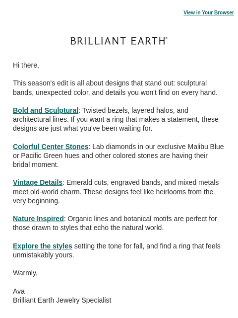 brilliantearth newsletter: Fall's trend forecast has arrived