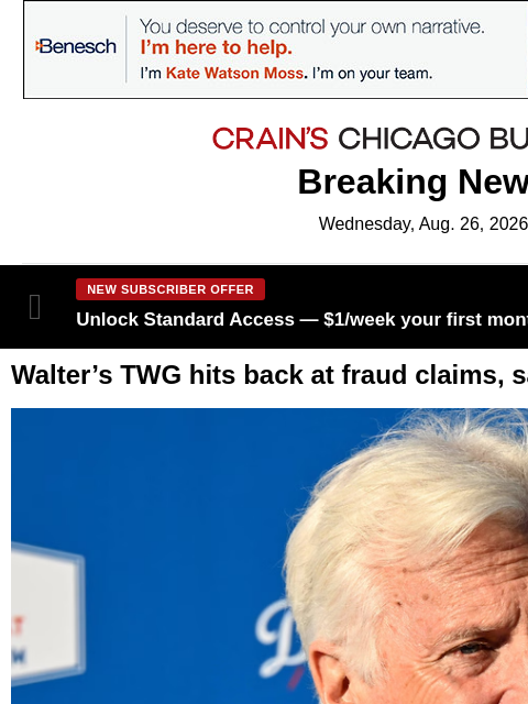 crainalerts newsletter: Mark Walter's TWG hits back at fraud claims