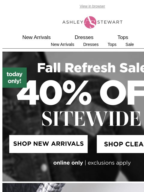 ashleystewart newsletter: This just in: New styles for fall!