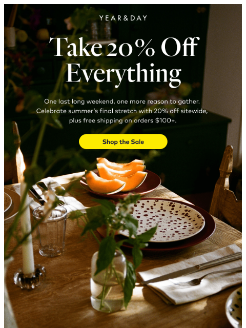 yearandday newsletter: The Labor Day Sale is here