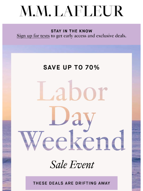 mmlafleur newsletter: STARTS NOW: The Labor Day Weekend Sale