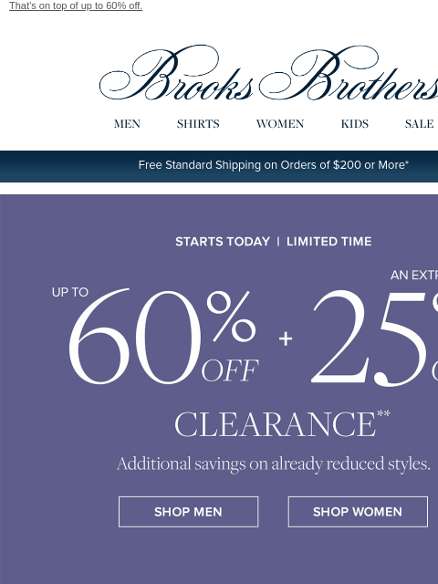 brooksbrothers newsletter: Starts NOW: Extra 25% off sale