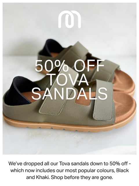mahabis newsletter: Now 50% off all Tova Sandals