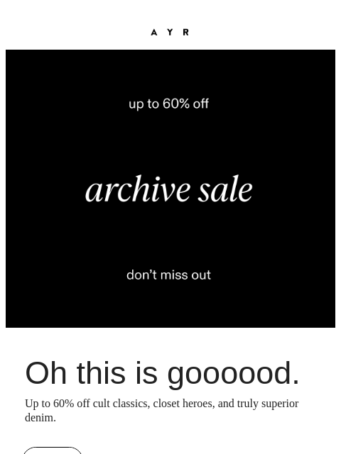 ayr newsletter: The Archive Sale | UP TO 60% OFF