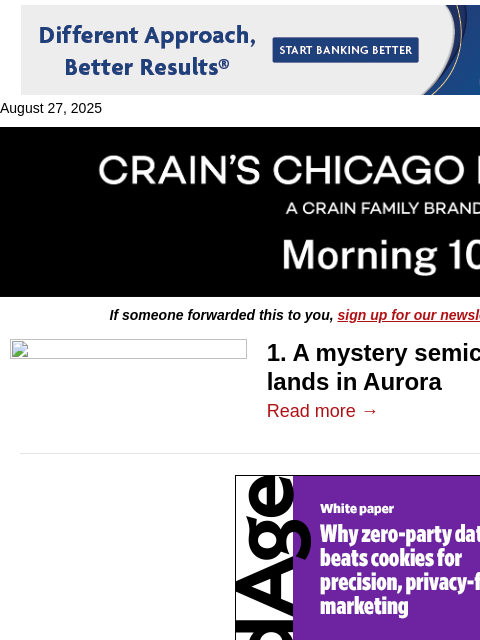 crainalerts newsletter: A mysterious investment lands in Aurora