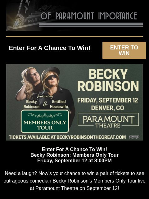 kroenkeentertainment newsletter: Becky Robinson Sweepstakes | Marisela | Heather Mc...
