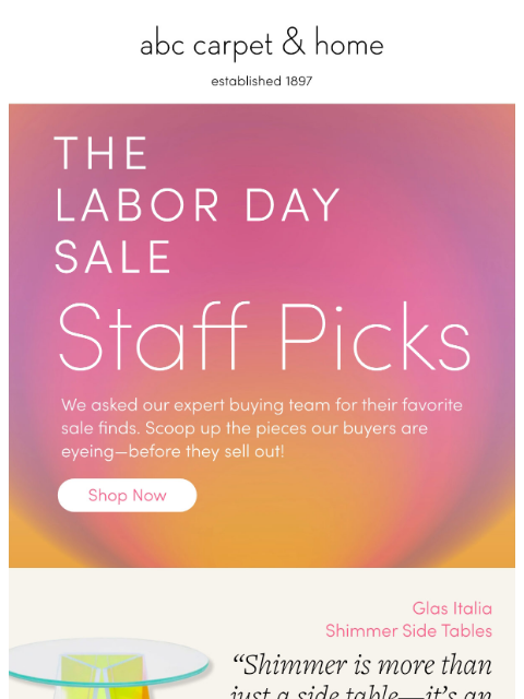 abchome newsletter: Shop Our Team's Favorite On-Sale Pieces!