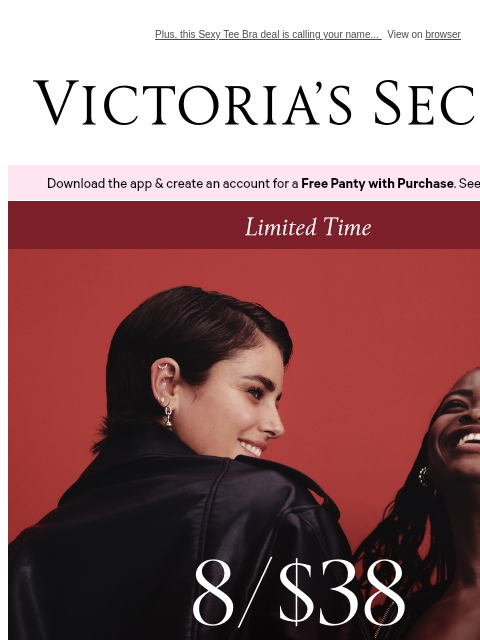 victoriassecret newsletter: Join The 8/$38 Party (No RSVP Needed)