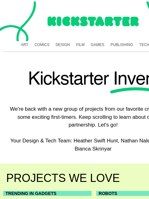 kickstarter newsletter: Design & Tech projects you'll love