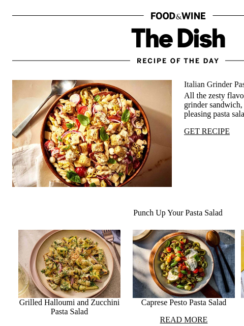 foodandwine newsletter: Italian Grinder Pasta Salad