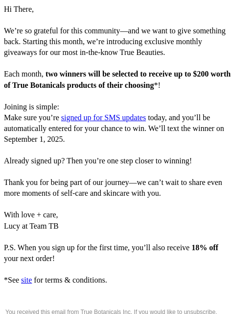 truebotanicals newsletter: Win Up To $200 Of True Botanicals