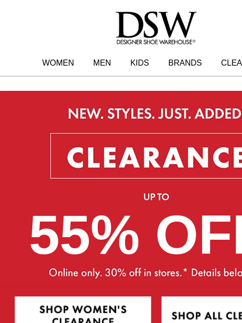 dsw newsletter: Clearance savings await inside…