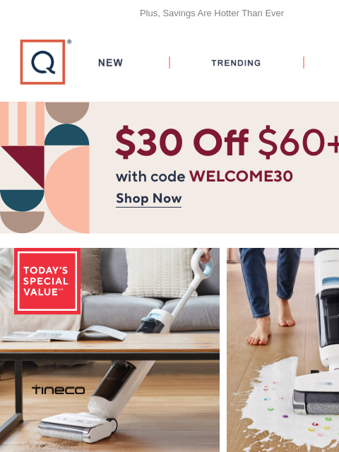 qvcemail newsletter: Ships Free! Tineco Cordless Floor Washer + Get $30...