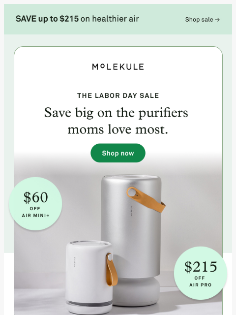 molekule newsletter: Hi there, save up to $215 on Molekule