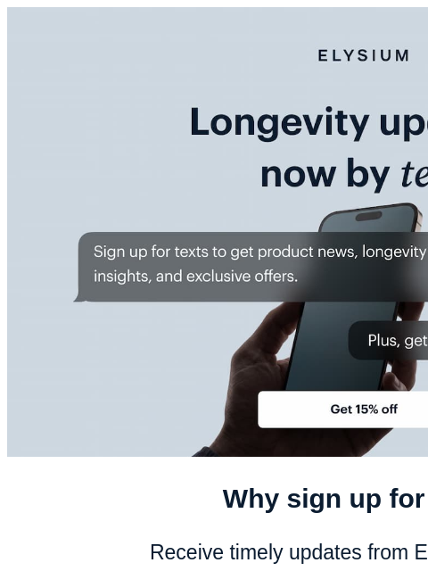 elysiumhealth newsletter: Elysium, now by text message