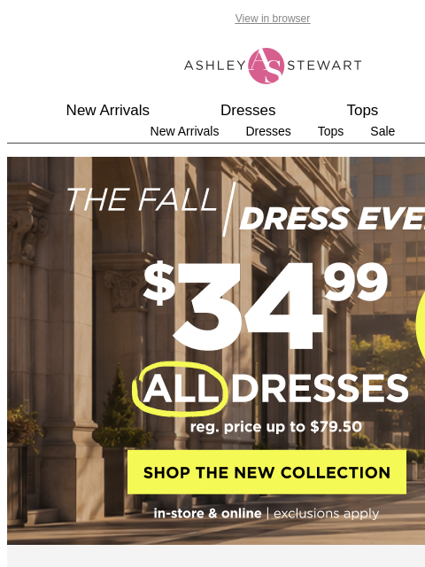 ashleystewart newsletter: New dresses for the season! 🍂