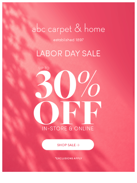 abchome newsletter: Up to 30% Off Starts NOW!