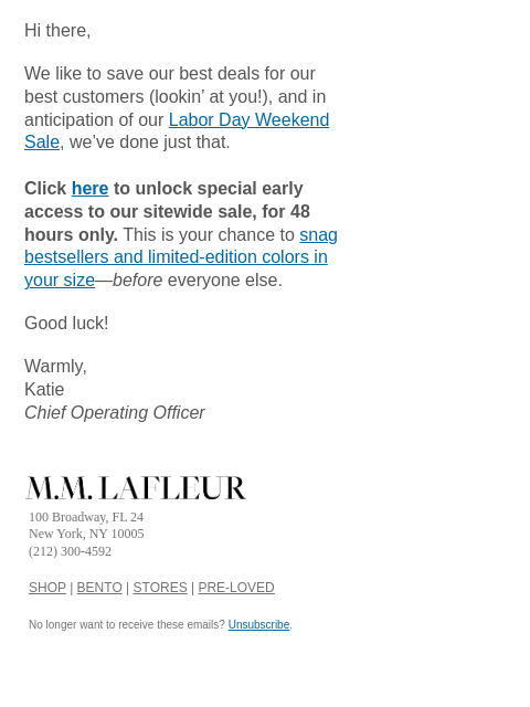 mmlafleur newsletter: 48 HRS ONLY: Early access to Labor Day Savings