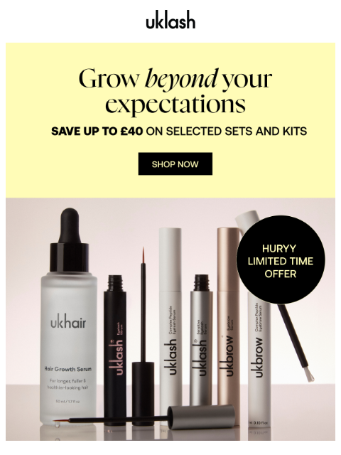 uklash newsletter: £40 OFF. Your sign to try something new 👀