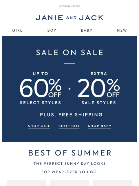 janieandjack newsletter: Our sale's on sale: up to 60% off + free shipping