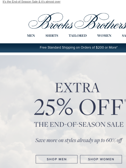 brooksbrothers newsletter: EXTRA 25% OFF sales already marked down
