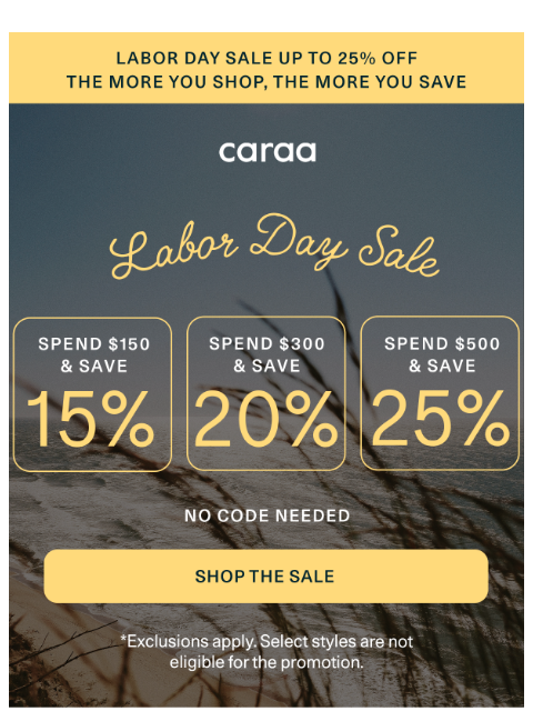 caraa newsletter: The Labor Day Sale Starts Now