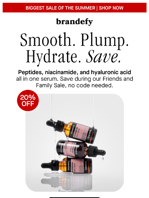 brandefyskin newsletter: 20% off No Needles Renew Serum