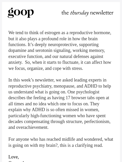 goop newsletter: the Thursday newsletter