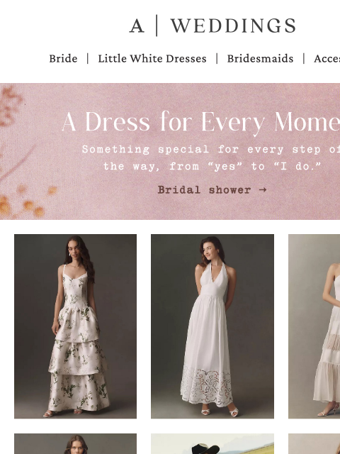 anthropologie newsletter: Dresses for every bridal moment