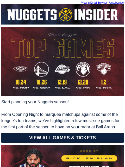 thedenvernuggets newsletter: The Biggest Games Are Coming to Denver!