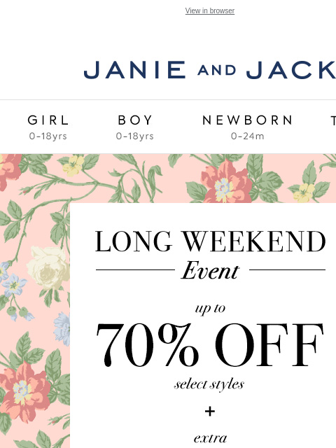 Exclusively for our Long Weekend Event. View in browser Stores Janie and Jack Girl Boy Newborn Tween Janie and Jack Girl Boy Newborn Tween Girl Boy Newborn Girl Newborn Boy Accessories Sale Gift