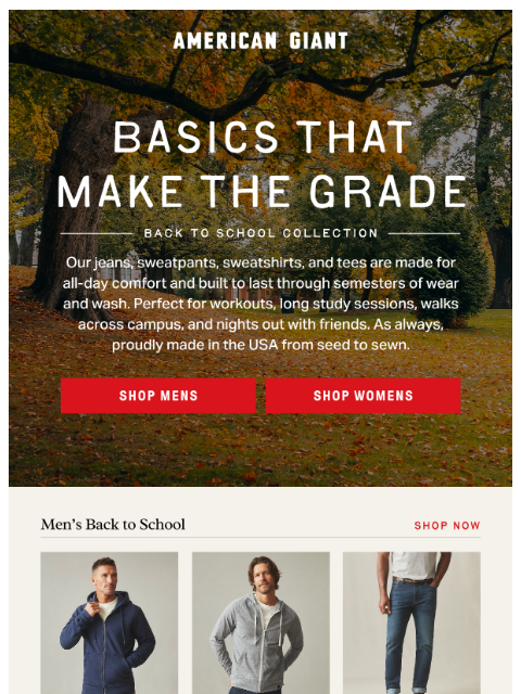 american-giant newsletter: Back-to-School Staples That Go the Distance