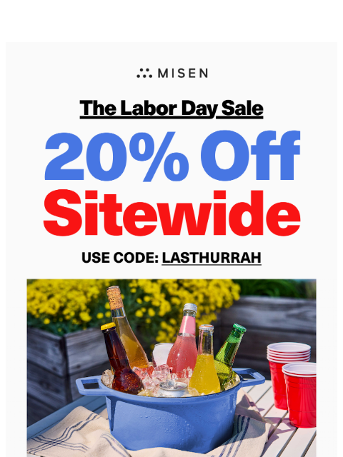 misen newsletter: The Labor Day Sale Starts Now | 20% Off Everything