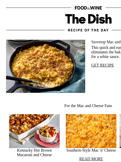 foodandwine newsletter: Stovetop Mac and Cheese
